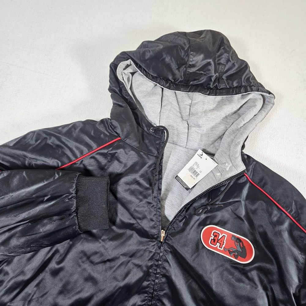 Shaq Hooded Puffer Reversible Jacket Mens XL Black Red Full Zip Nylon Dobby NEW